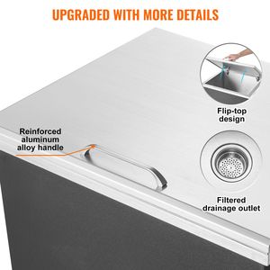 Frigorifero portatile commerciale da 40 Qt in acciaio inossidabile con coperchio a cerniera, 71,1 cm L x 40,6 cm L x 43,2 cm H, per cucina esterna e feste - Product Image 5