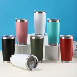 Wholesale 20oz Powder Coated Double Wall Stainless Steel <b>Insulated</b> Travel Coffee Car Tumbler Cups <b>Mug</b> With Custom logo - Product Image 2