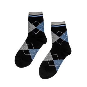 Chaussettes mi-hautes en coton respirant pour hommes, épaisses, avec patchwork et design personnalisé - Product Image 5