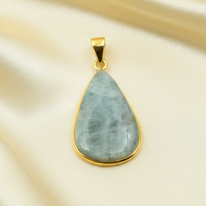 Colgante de aguamarina natural en forma de lágrima, plata de ley 925, chapado en oro rosa y oro amarillo, joyería de piedras preciosas hecha a mano, regalo de Navidad - Product Image 6