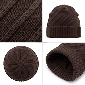 Unisex Black Acrylic Knit Beanie <b>Hat</b> 56-58CM Casual Winter Warm Cap Computer Knitted Solid Color Adult Wear - Product Image 6