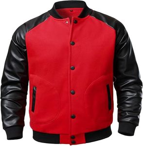 Chaqueta Varsity Clásica Verde con Mangas Blancas y Ribete en Contraste, Cuello Redondo, para Adultos, Ropa de Otoño, Regreso a Clases, Graduación - Product Image 6