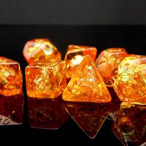 Amber Resin Polyhedral <b>Dice</b> <b>Set</b> 7pcs Gold Numbers Irregular Shape Artistic DND RPG Game <b>Dice</b> Collectible Craft - Product Image 2