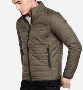 High Quality <b>Men</b> Olive <b>Green</b> Solid Polyester Quilted Eco-Friendly Winter Lightweight Windproof Long Sleeve Breathable <b>Waterproof</b> - Product Image 1
