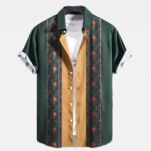 Camisa de Verano para Hombre, Diseño Holgado, Talla Grande, Manga Corta, Estampado a Rayas, Cierre de un Solo Botón, Antiarrugas, Estilo Urbano - Product Image 1