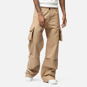Pantalon Cargo Jogger Décontracté pour Hommes, Couleur Unie, Taille Mi-Haute, Coupe Ample, avec Revers, pour Jeunes Hommes - Vente en Gros - Product Image 5