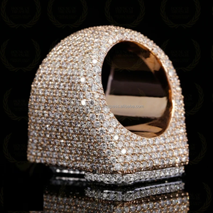 Anillo de diamantes de moissanita personalizable para hombre, acabado 1-9, estilo Hip Hop, joyería fina disponible, oro rosa para compromiso - Product Image 4