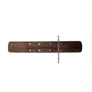Bouddha et étoile en laiton incrusté en gros porte-bâton d'encens en bois de haute qualité brûleur d'encens pour la méditation Yoga métaphysique - Product Image 4