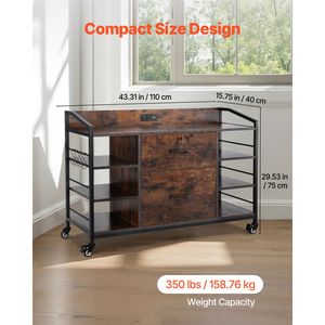 "6-Shelf Wooden Lateral <b>File</b> Cabinet with Metal Frame & Locking <b>Drawers</b> for Secure Storage" - Product Image 3