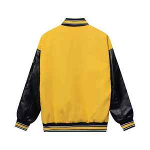 Chaquetas de Béisbol para Hombre de Alta Calidad con Mangas de Cuero, Chaqueta Varsity Acolchada de Cuero a Prueba de Viento de Manga Larga al por Mayor - Product Image 2