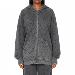 Parche Bordado Personalizado con Pedrería de Gran Tamaño, Logotipo de Ropa Deportiva de Algodón Terry, Estilo Urbano, Efecto Desgastado por el Sol, Servicio OEM - Product Image 2