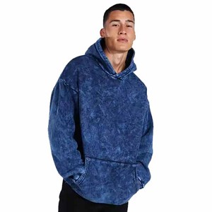Sweat à capuche streetwear de haute qualité 100% coton, délavé à l'acide et au pierre, style vintage, de fabricant OEM - Product Image 1