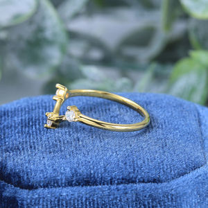 Anillo de Cóctel Hiphop con Diamantes Cultivados en Laboratorio, Diseño Geométrico de Hoja Moderna, Oro Sólido de 14K, Engaste de Puntas, Certificado IGI, AMBER JEWELS - Product Image 2
