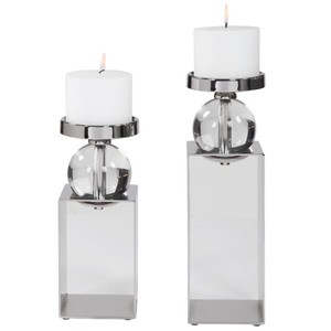 Candelabro Cuadrado Moderno de Cristal con Esfera de Vidrio y Acabado Cromado para Decoración del Hogar - Product Image 4