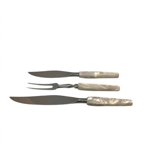 Wholesale Antique German Silver Fish Cutlery Set With Engraved Blades And Mother Of Pearl <b>Handles</b> Vintage Collectible Flatware - Product Image 6