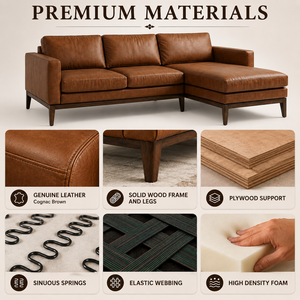 Classic Traditional Genuine Leather Sectional Modular <b>Sofa</b> with Chaise for Living Room Hotel Villa Durable Upholstered Furniture - Product Image 6