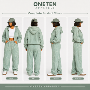Ensemble de survêtement à capuche pour femme, imprimé animal brodé sur mesure, manches longues, coupe ample, léger, dégradé de couleurs, coton teint par immersion - Product Image 3