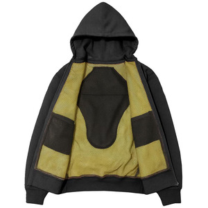 Sudadera con capucha personalizada para motociclistas con diseño de cinta reflectante, completamente forrada en aramida, con armadura de nivel 2 CE, con cierre de cremallera, color negro. - Product Image 5