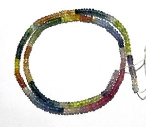 Collier de perles facettées en saphir multicolores naturels, perles en pierre précieuse bleue véritable, perles en vrac pour bijoux fins, vente en gros - Product Image 3