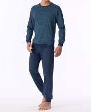 <b>Mens</b> Solid Navy Blue <b>Thermal</b> Winter <b>Pajama</b> Set Long Sleeve Crew Neck Top Jogger Pants Comfortable Cotton Sleepwear Lounge - Product Image 3