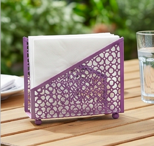 Moderno Porta Servilletas Metálico Morado con Diseño de Patrón Circular para Organizador de Mesa, Decoración de Mesa y Uso en la Cocina - Product Image 5