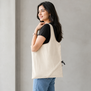 Bolsa de Compras Plegable de Algodón, 130 GSM, Algodón Natural, 40 x 38 cm, Asas de Hombro, Cierre de Cordón, Logotipo Personalizado, Ecológica, Venta al Por Mayor, OEM - Product Image 6