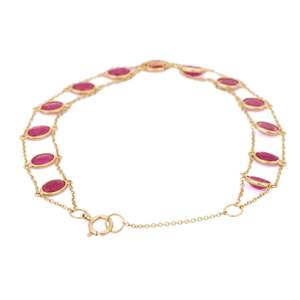 14K Gold Oval <b>Ruby</b> Charm <b>Bracelet</b>-Rhodium Plated Diamond Accent - Product Image 5