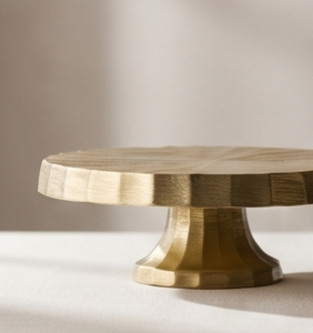 Soporte Multifuncional para Tartas de Metal Dorado, Bandeja de Servicio con Pedestal Acanalado, Soporte Redondo para Exhibición de Pasteles para el Té de la Tarde - Product Image 2
