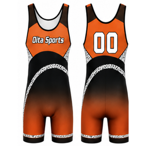 <b>Men</b> Orange Black Sublimated <b>Wrestling</b> <b>Singlet</b> Polyester Athletic <b>Wrestling</b> Uniform Sleeveless Sportswear Competition Training - Product Image 6