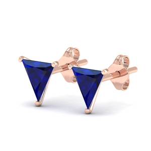 REYES - Pendientes de Oro de Lujo de 10K, 14K y 18K con Moissanita en Forma de Triángulo, 2.22 Quilates, con Zafiro Azul, Joyería Fina - Product Image 3