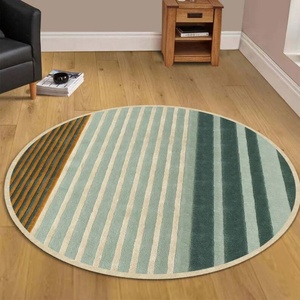 Alfombra hecha a mano para el hogar con material de lana, alfombra moderna geométrica redonda - Product Image 3