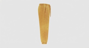 Pantalon de survêtement en coton jaune moutarde pour homme, taille élastique avec cordon de serrage, décontracté, avec poches latérales, poids moyen, pour l'automne - Product Image 2