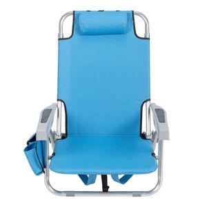 63*65*82cm Blue Beach Chair Oxford Cloth Silver White Aluminum Tube Bearing 100kg Capacity Short Oxford Beach Chair Beach Chair - Product Image 2