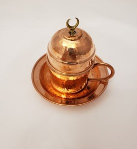 Elegant Hammered Copper Tea Coffee Cup and Saucer <b>Set</b> Handmade Luxury <b>Mug</b> for Cafe Serving and Home Decor - Product Image 2