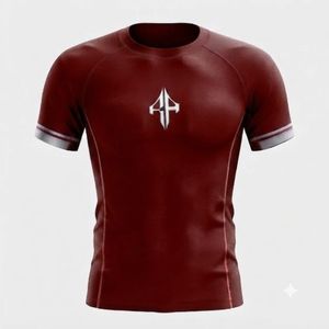 Camiseta Deportiva de Manga Corta Color Granate para Hombre, con Logotipo Blanco Sublimado, de Secado Rápido, en Spandex/Poliéster, Cuello Redondo - Product Image 2