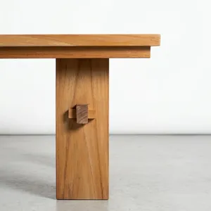 Mesa de Centro Moderna para Exteriores de Madera de Teca Sólida, Resistente a la Intemperie, Acabado Natural, para Muebles de Sala de Estar - Product Image 5