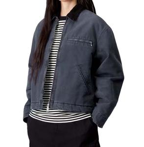 Chaqueta de Trabajo Casual de Mezclilla con Bordado de Logotipo Personalizado para Hombre, Cuello Camisero, Cierre de Cremallera, Estilo Vintage, Resistente al Viento - Product Image 5