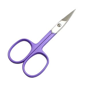 Ciseaux de maquillage en acier inoxydable avec poignée violette, pointe pointue, pour la coupe des sourcils et des cils, outil professionnel de toilettage du visage - Product Image 3