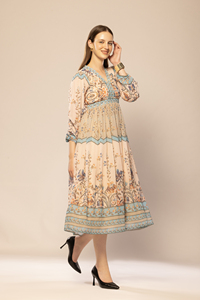 High Quality Women <b>Dress</b> Multicolor Floral Printed Flared <b>Dress</b> for Wedding Style Women <b>Dresses</b> at Best Price - Product Image 2