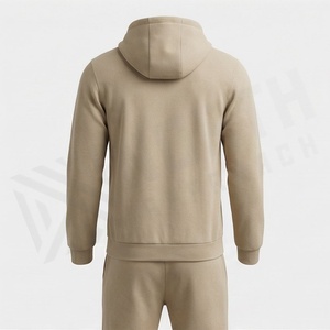 Ensemble de survêtement à capuche zippé pour homme, couleur unie, manches longues, décontracté, sportswear, automne, respirant, en coton, coupe classique - Product Image 2