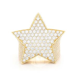 ราคาขายส่ง แหวนฮิปฮอปดาวรุ่งคุณภาพสูง ทอง 14K ดีไซน์สำหรับทั้งชายและหญิง ประดับเพชรโมอิสซาไนต์ทรงกลมเจียระไนอย่างสวยงาม - Product Image 3