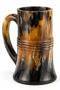 Tasse en corne artisanale avec motif de bateau viking, détails sculptés complexes, style rustique médiéval, tasse décorative pour boire - Product Image 6