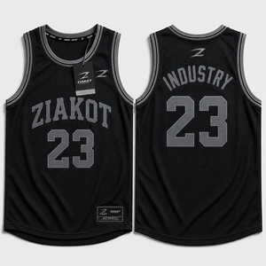 Maillot de basketball personnalisé noir, blanc et gris à col rond en tricot côtelé respirant avec nom d'équipe sur le devant, le plus vendu en gros directement de l'industrie - Product Image 6
