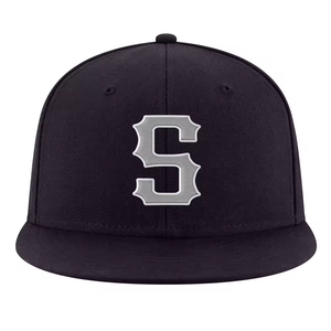 Gorra Snapback de 6 Paneles en Mezcla de Lana Negra, Letra S Bordada en 3D, Visera Plana con Logotipo Personalizado, Estilo Urbano - Product Image 2