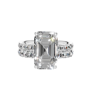 Anillo de Compromiso Unisex de Plata 925 de Alta Calidad con Moissanita Corte Esmeralda y Engaste de Garras para Mujer, Accesorio para Aniversario de Bodas - Product Image 3