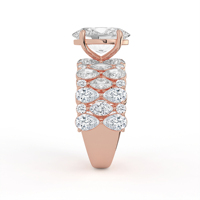 Anillo llamativo de diamante de corte ovalado con mosaico de celosía, ancho de 1155 mm, oro amarillo, pera marquesa, joyería nupcial fina