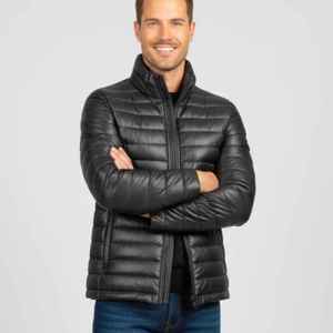 Veste matelassée en cuir véritable à capuche pour homme, manteau d'hiver, personnalisable, imperméable et respirant - Product Image 5