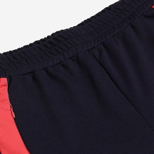 Unisex Navy Color Blocking Tracksuit Set <b>Red</b> Side Stripes Half-Zip Top Ankle-Length Pants Breathable Viscose/Polyester Quick Dry - Product Image 5