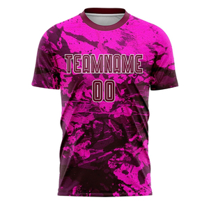 ชุดเสื้อฟุตบอลแบบซับลิเมชั่นสั่งทำพิเศษสำหรับผู้ชาย สีชมพู-ดำ ลายพราง แห้งเร็ว แขนสั้น ทรงสปอร์ต เหมาะกับทุกฤดูกาล - Product Image 3