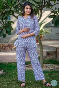 Ensemble 2 pièces pyjama et haut de nuit décontractés imprimés à manches 3/4 pour femmes - Product Image 2